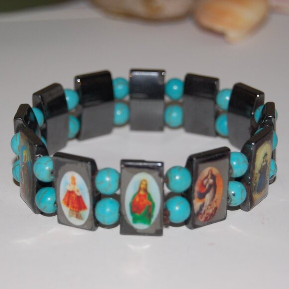 Saints Bracelet,Magnetic Bracelet,Catholic Christian Bracelet,Jesus,Mary,Angels - Picture 2 of 2
